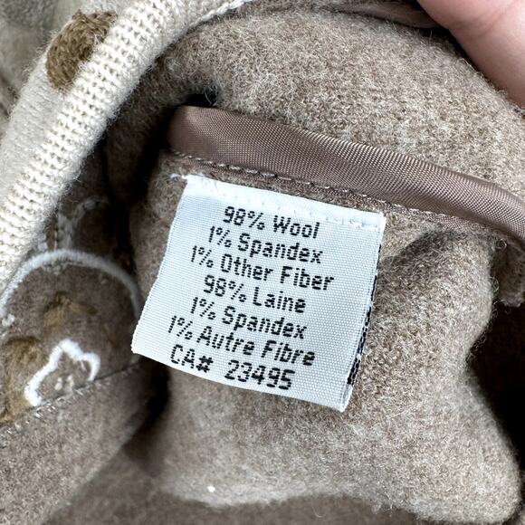 Icelandic Design Jacket Size Medium Tan Wool Zip Up Floral Embroidered Sweater - Picture 4 of 11